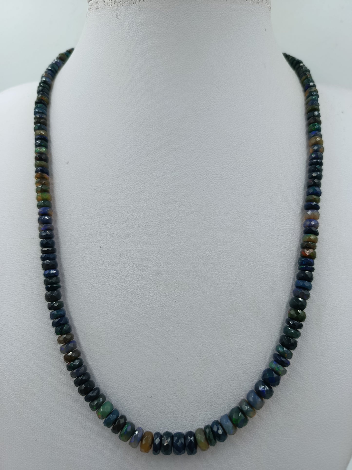 Edelstein Kette facettiert multicolor 925 Silber Verschluss 50 cm