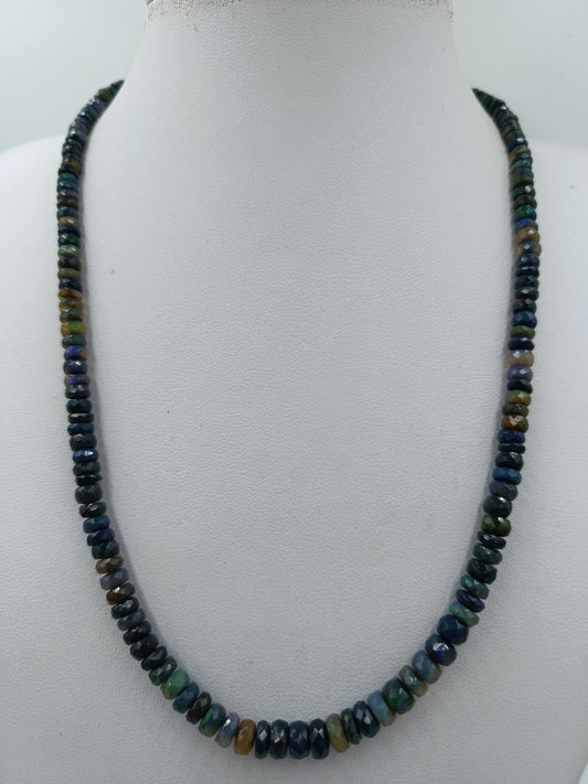 Edelstein Kette facettiert multicolor 925 Silber Verschluss 50 cm