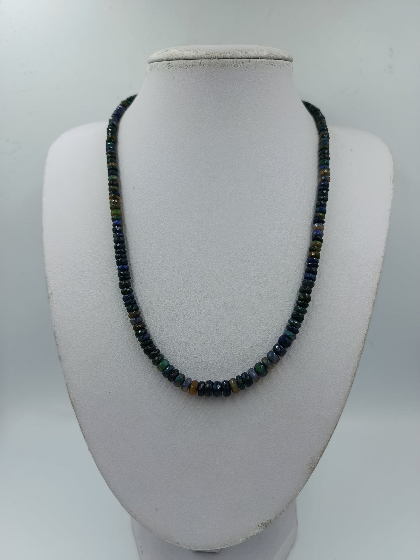 Edelstein Kette facettiert multicolor 925 Silber Verschluss 50 cm
