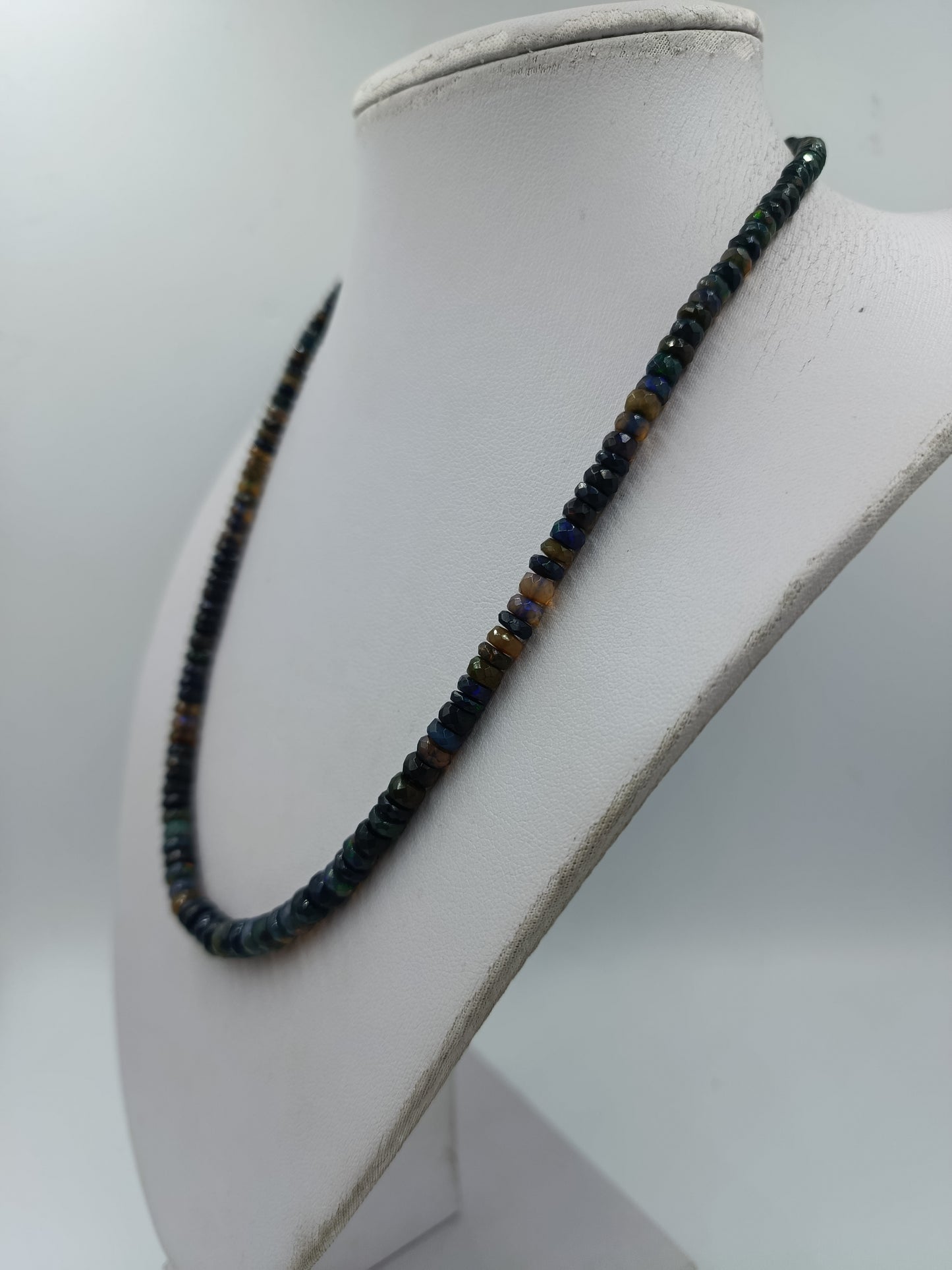 Edelstein Kette facettiert multicolor 925 Silber Verschluss 50 cm