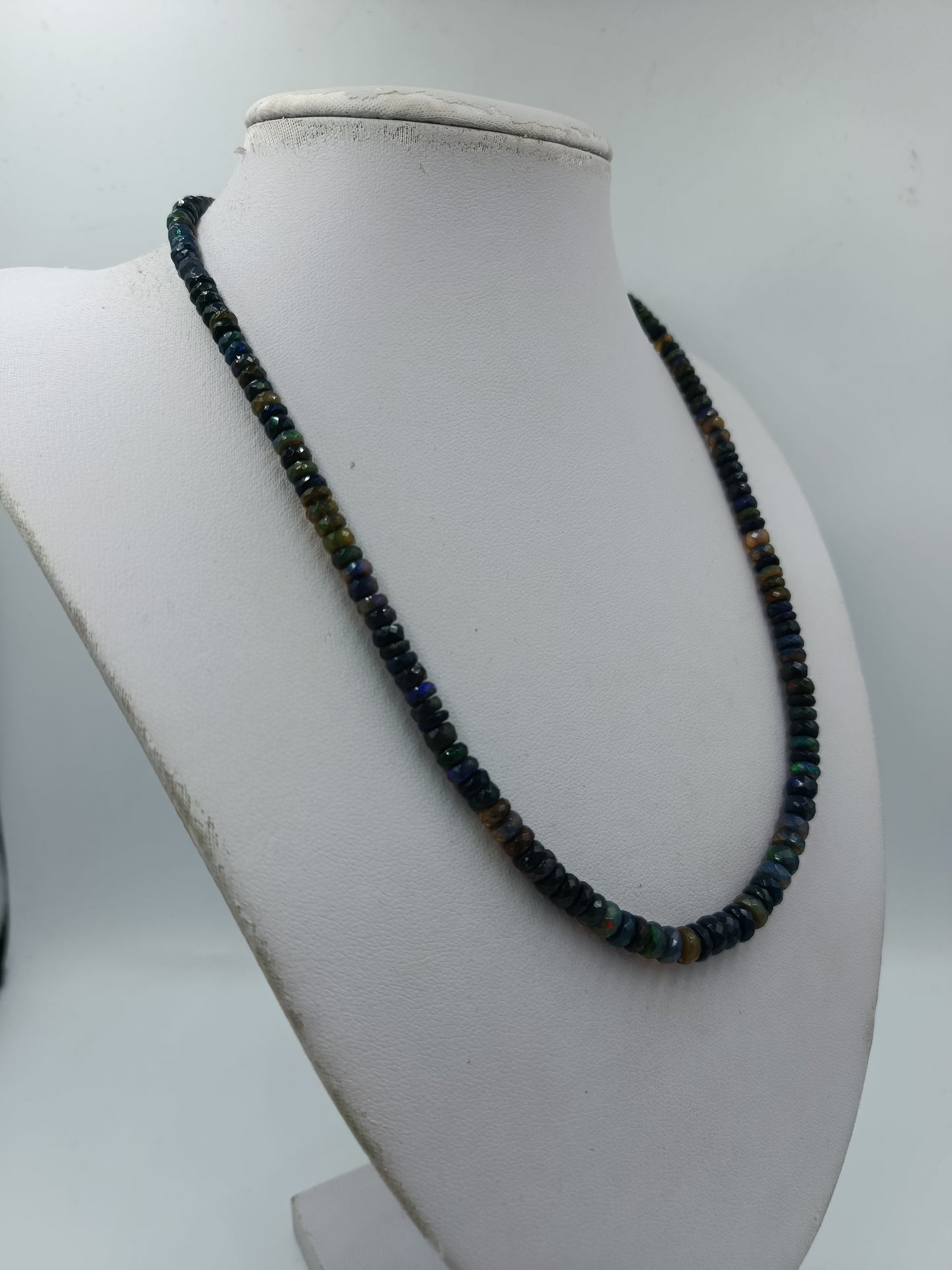 Edelstein Kette facettiert multicolor 925 Silber Verschluss 50 cm