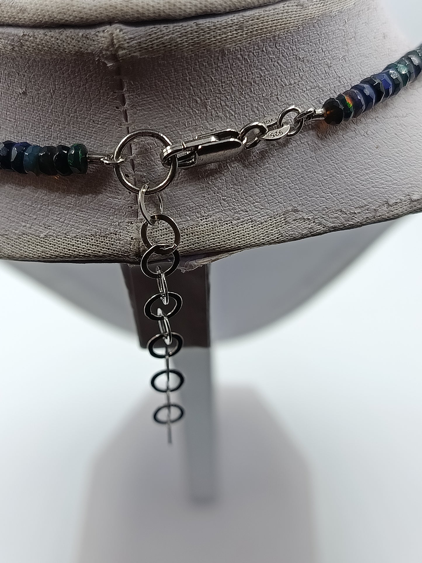 Edelstein Kette facettiert multicolor 925 Silber Verschluss 50 cm