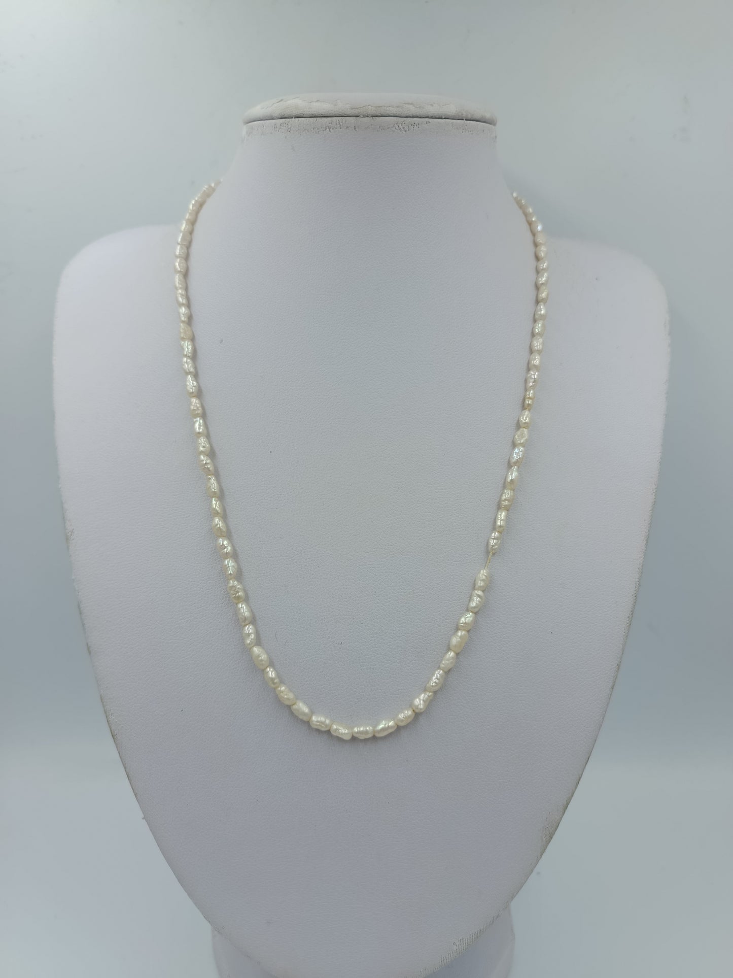 Zarte Süßwasserperlen Kette naturweiß 46 cm elegant