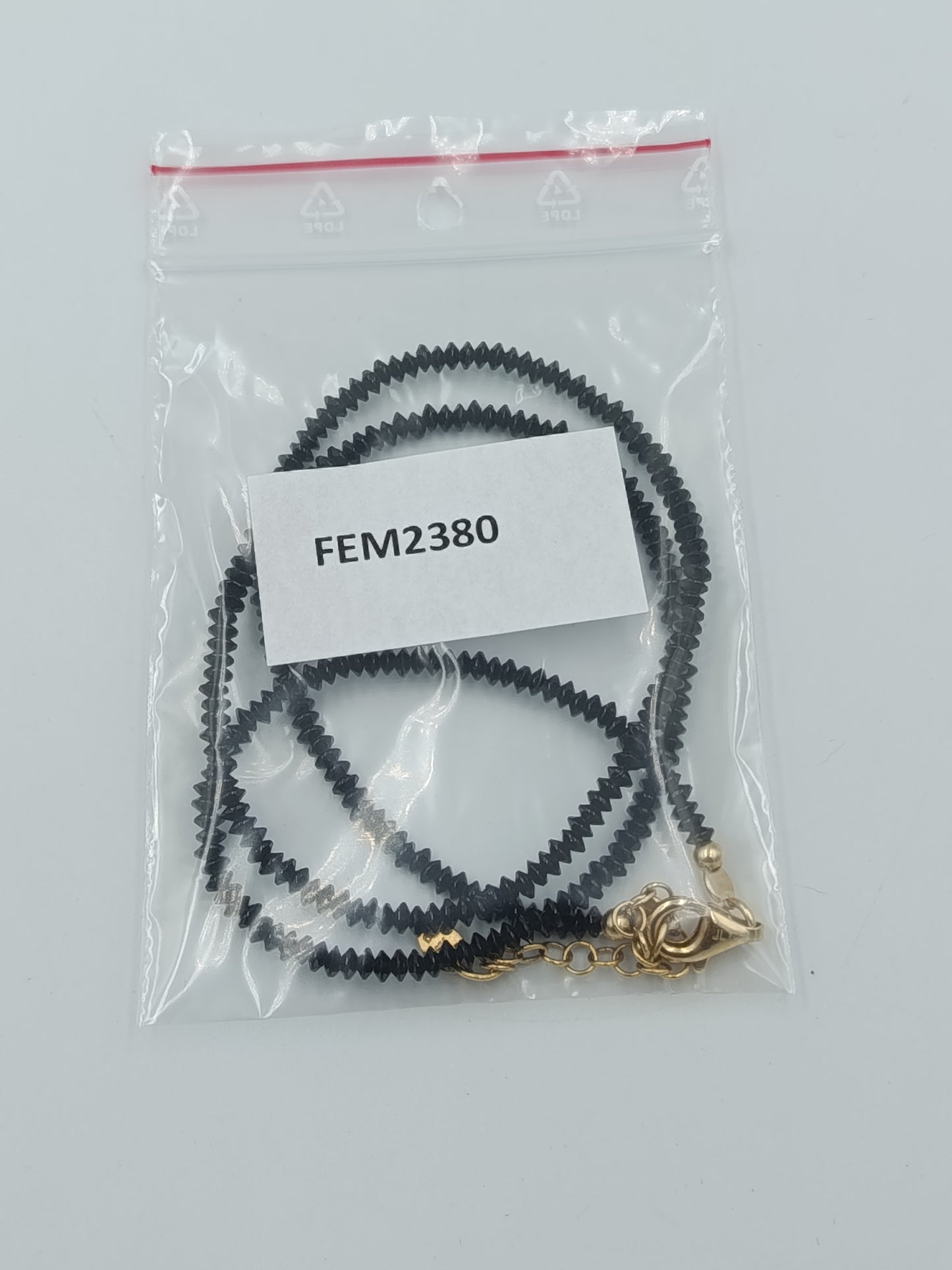 Elegante schwarze Spinell Kette facettiert 925 Silber 51 cm