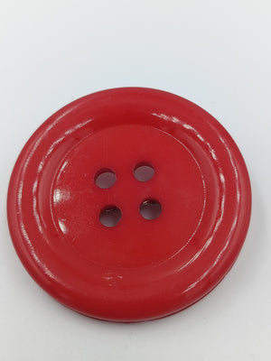 Auffällige Vintage Brosche im originellen Knopf Design in kräftigem Rot