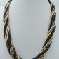 Vintage Statement Kette Schwarz Gold Mehrreihig Geflochten 85 cm