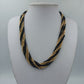 Vintage Statement Kette Schwarz Gold Mehrreihig Geflochten 85 cm