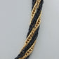Vintage Statement Kette Schwarz Gold Mehrreihig Geflochten 85 cm