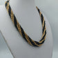 Vintage Statement Kette Schwarz Gold Mehrreihig Geflochten 85 cm