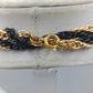 Vintage Statement Kette Schwarz Gold Mehrreihig Geflochten 85 cm