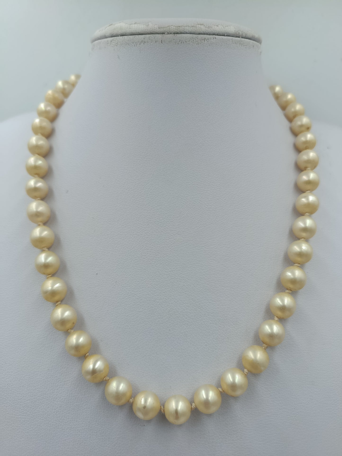 Vintage Perlenkette Champagner 835 Silber Verschluss JBK 43 cm