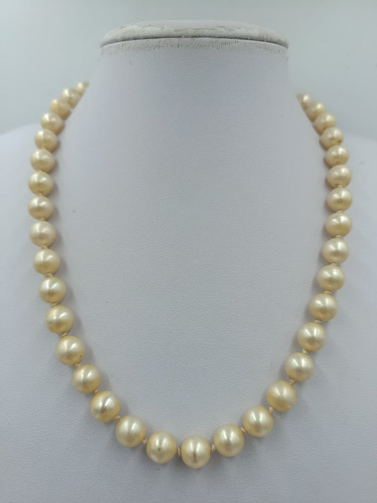 Vintage Perlenkette Champagner 835 Silber Verschluss JBK 43 cm