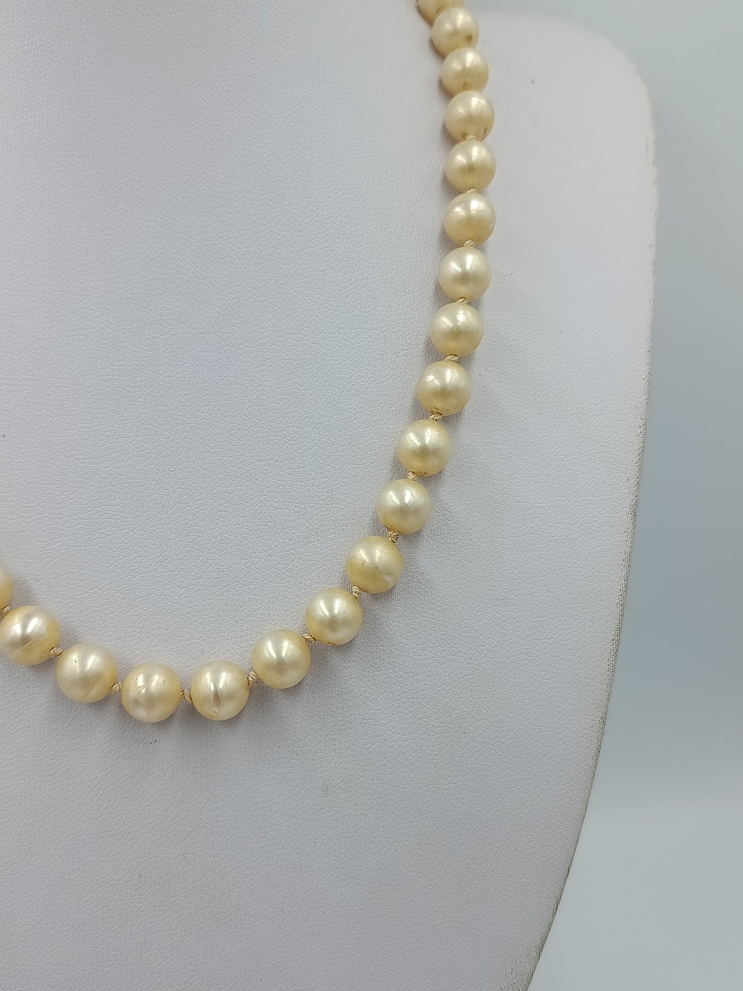 Vintage Perlenkette Champagner 835 Silber Verschluss JBK 43 cm