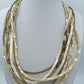 Vintage Multi Strang Kette Perlmutt Naturtöne Statement Collier