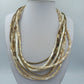 Vintage Multi Strang Kette Perlmutt Naturtöne Statement Collier