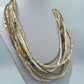 Vintage Multi Strang Kette Perlmutt Naturtöne Statement Collier