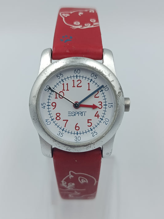 ESPRIT Kinderuhr Rot Katze Motiv Armbanduhr Quarz