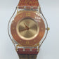 Swatch Armbanduhr Vintage Damen Uhr Transparent Stoffarmband Muste