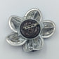 Große Vintage Brosche Blume Metall Emaille Schwarz Rosa Statement Schmuck