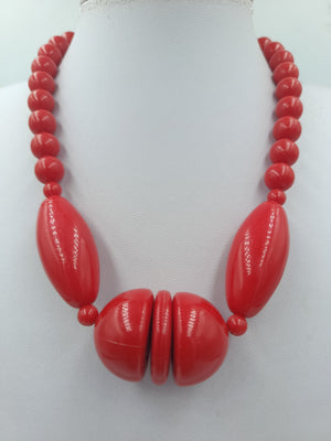Statement Kette Rot große Perlen Vintage Halskette auffällig Modeschmuck