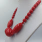 Statement Kette Rot große Perlen Vintage Halskette auffällig Modeschmuck