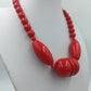 Statement Kette Rot große Perlen Vintage Halskette auffällig Modeschmuck