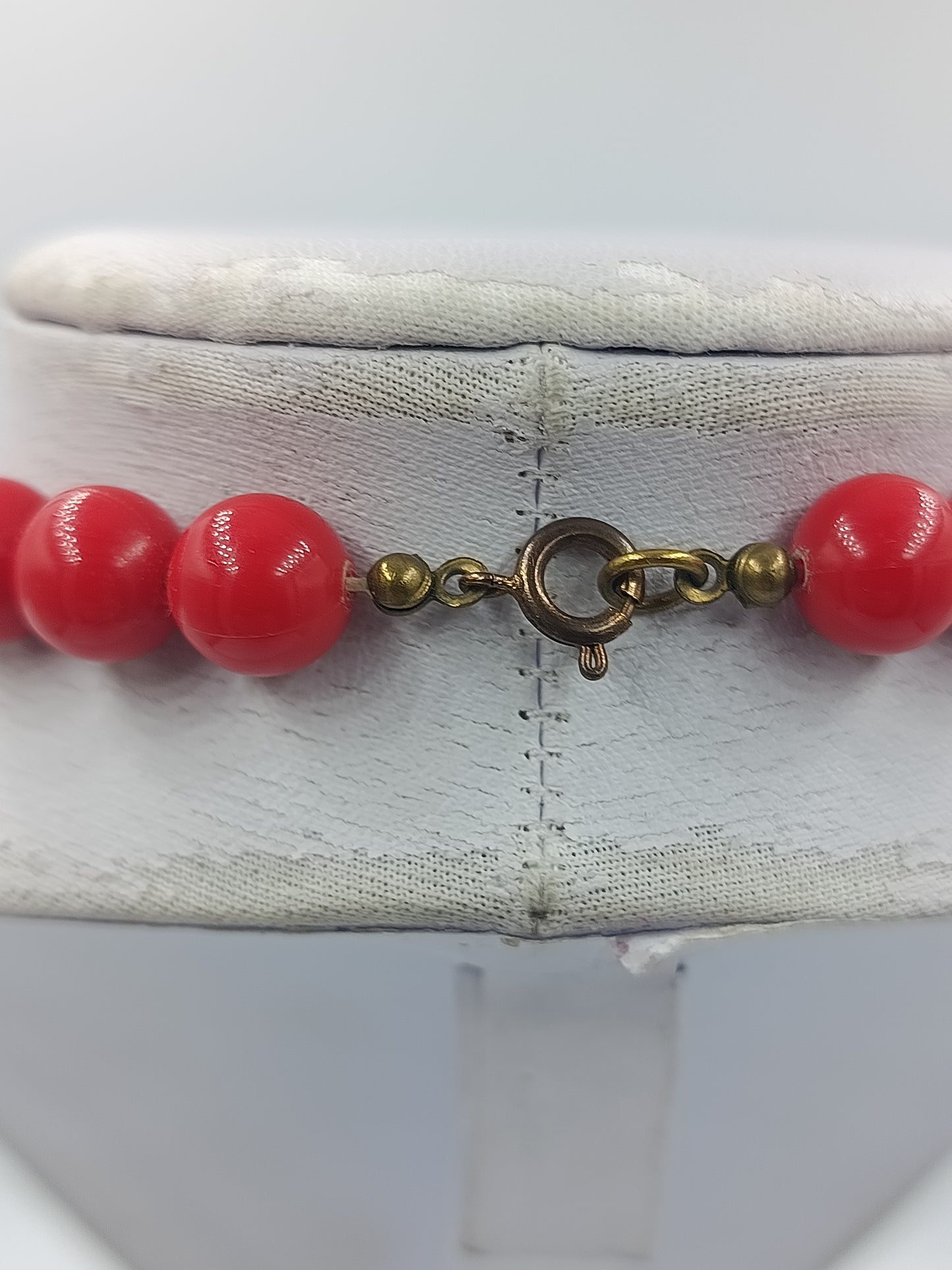 Statement Kette Rot große Perlen Vintage Halskette auffällig Modeschmuck