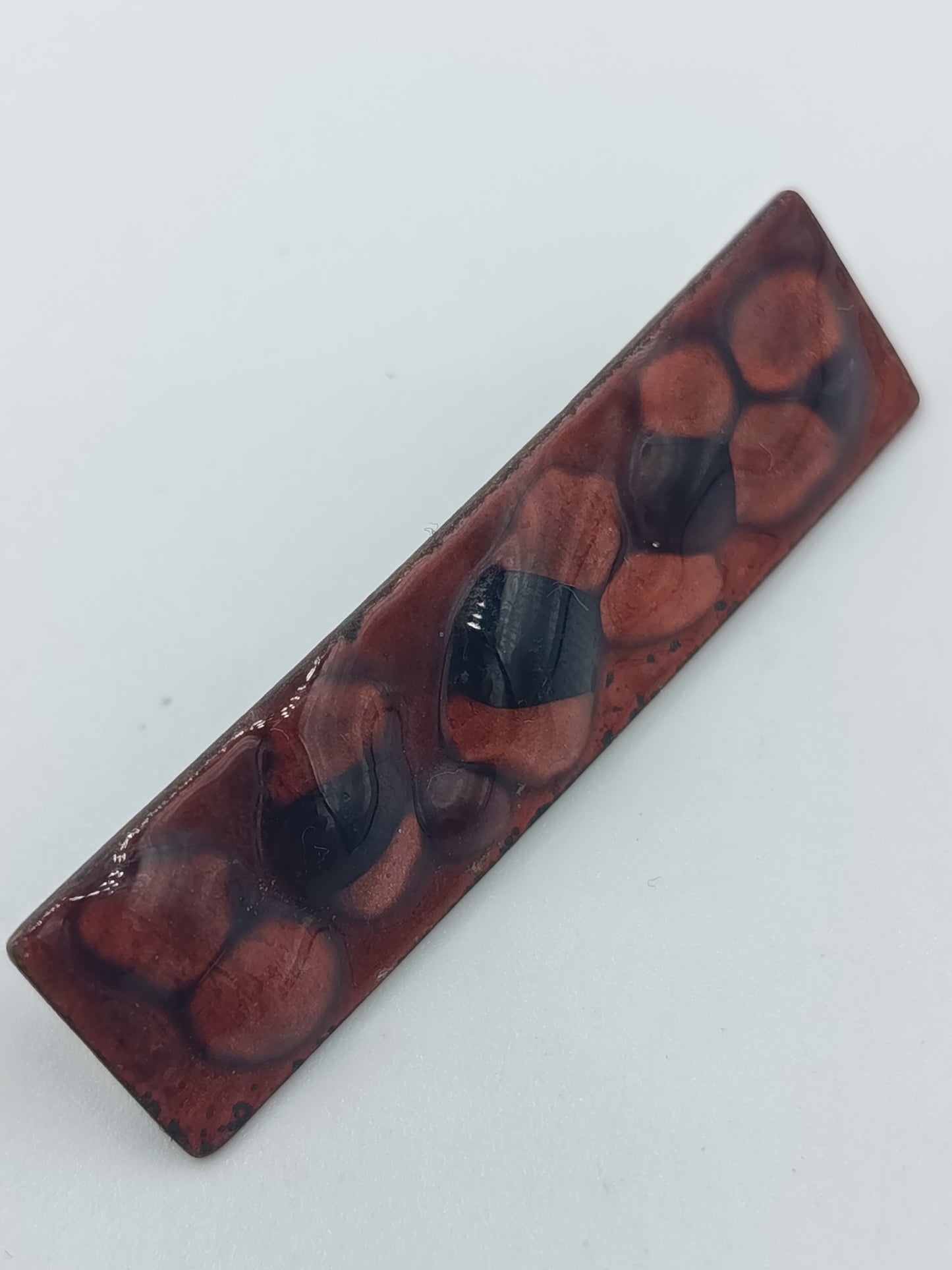 Vintage Brosche Emaille braun schwarz geometrisch rechteckig Schmuck