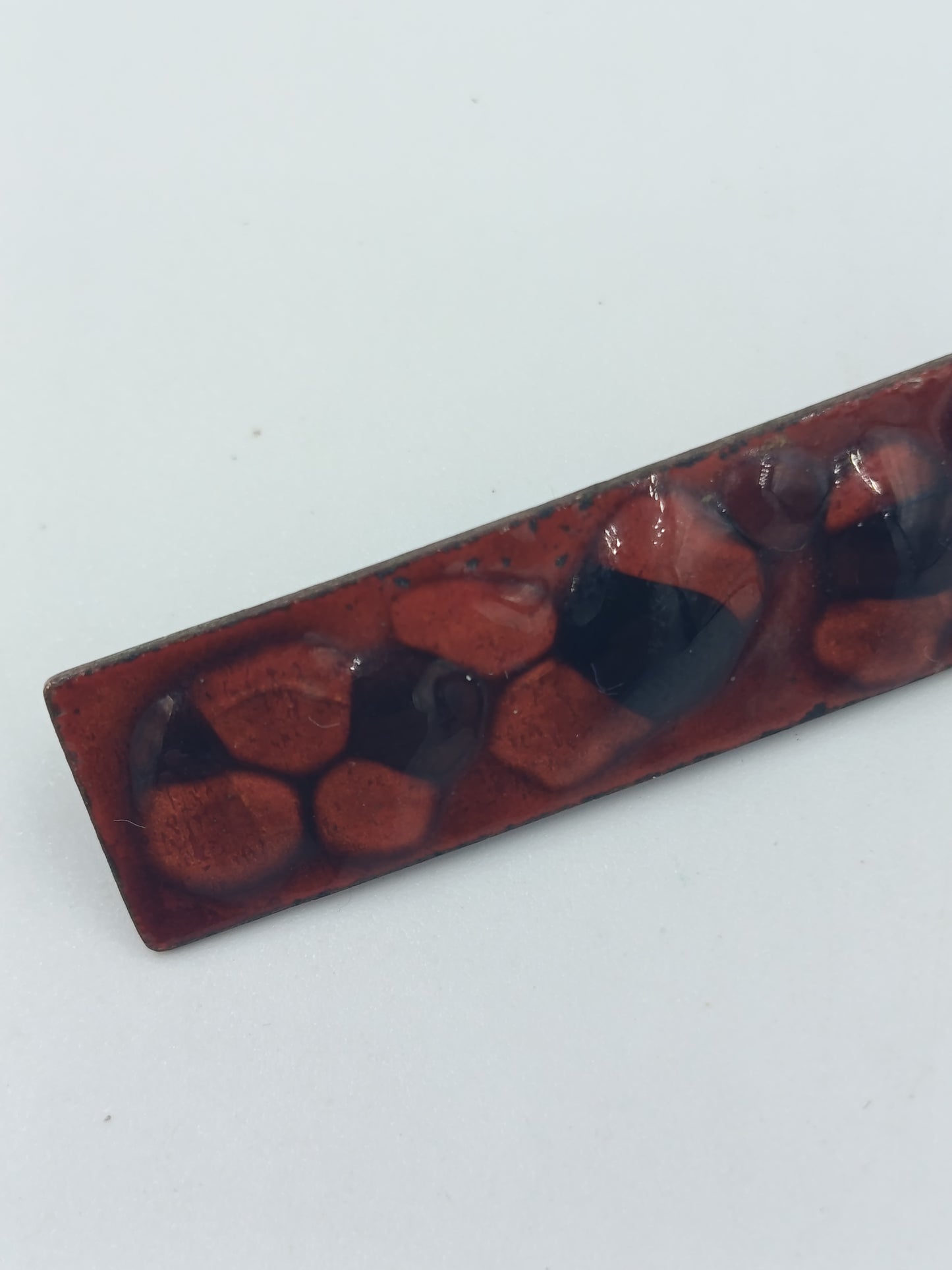 Vintage Brosche Emaille braun schwarz geometrisch rechteckig Schmuck