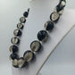 Vintage Kette schwarz grau große Perlen Statement Halskette Retro