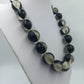 Vintage Kette schwarz grau große Perlen Statement Halskette Retro