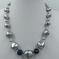 Vintage Perlenkette silber grau mit Facettperlen elegant klassische Halskette