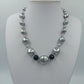 Vintage Perlenkette silber grau mit Facettperlen elegant klassische Halskette