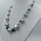 Vintage Perlenkette silber grau mit Facettperlen elegant klassische Halskette
