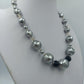 Vintage Perlenkette silber grau mit Facettperlen elegant klassische Halskette
