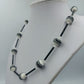 Vintage Kette schwarz weiß geometrisch 925 Silber Verschluss Retro Halskette