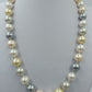 Große Perlenkette multicolor creme gold grau 47 cm Statement Kette