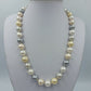 Große Perlenkette multicolor creme gold grau 47 cm Statement Kette