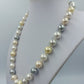 Große Perlenkette multicolor creme gold grau 47 cm Statement Kette