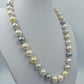 Große Perlenkette multicolor creme gold grau 47 cm Statement Kette