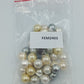 Große Perlenkette multicolor creme gold grau 47 cm Statement Kette
