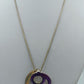 Vintage Kette mit Emaille Anhänger lila gold rosa 45 cm Retro Schmuck