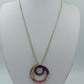 Vintage Kette mit Emaille Anhänger lila gold rosa 45 cm Retro Schmuck