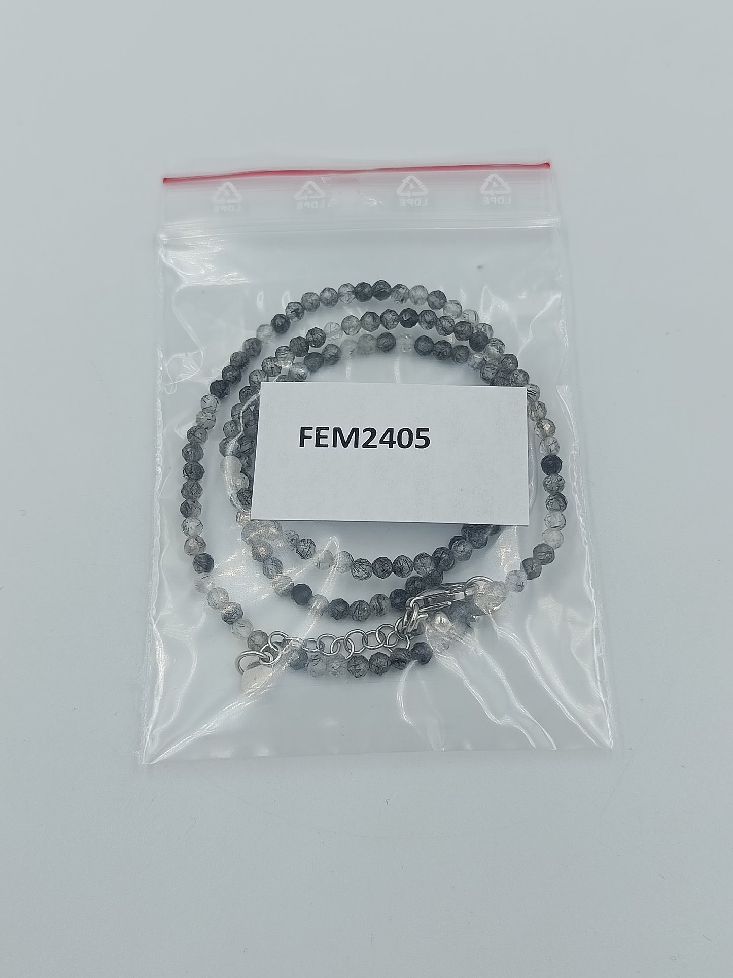 Feine Kette mit grauen facettierten Steinen 925 Silber Verschluss 50 cm elegant
