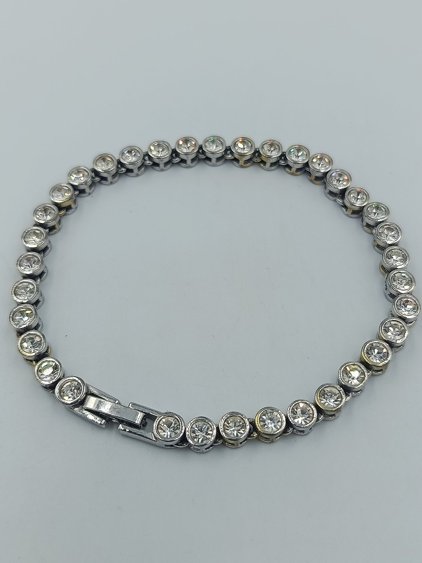 Strass Tennisarmband silberfarben 21,5 cm elegant funkelnd