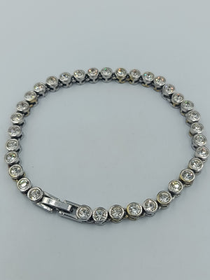 Strass Tennisarmband silberfarben 21,5 cm elegant funkelnd