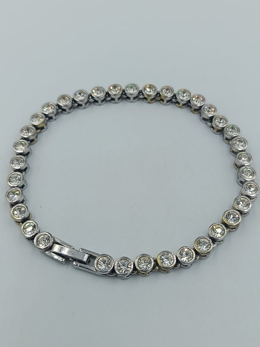 Strass Tennisarmband silberfarben 21,5 cm elegant funkelnd