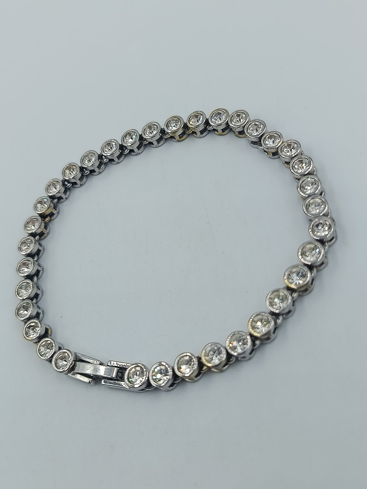 Strass Tennisarmband silberfarben 21,5 cm elegant funkelnd