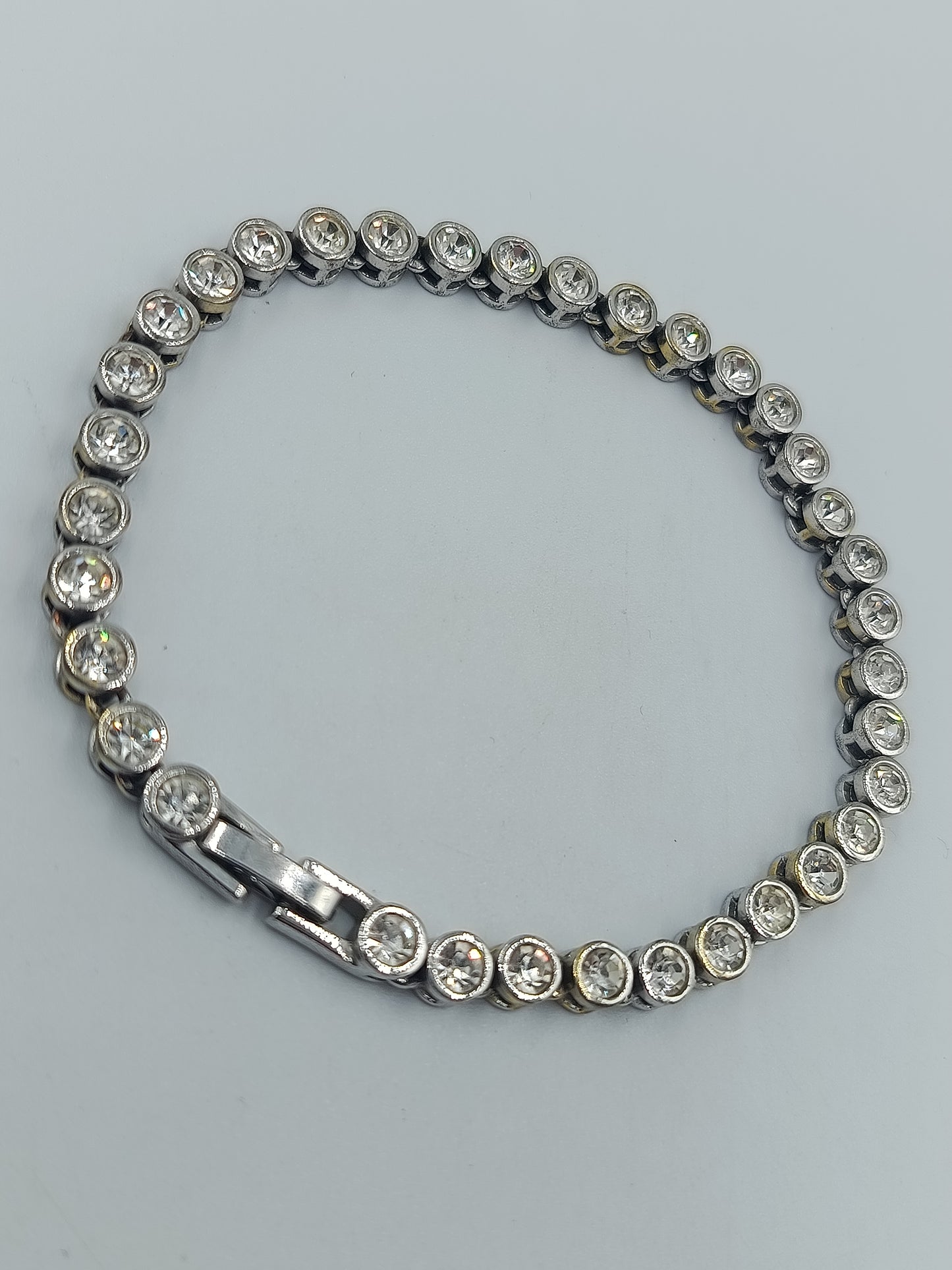 Strass Tennisarmband silberfarben 21,5 cm elegant funkelnd