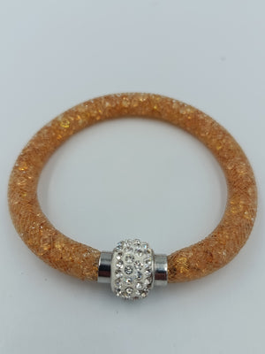 Glitzer Mesh Armband orange mit Strass funkelnd  elegant